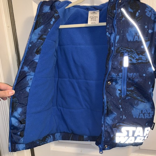 Disney Store Star Wars Hooded Full-Zip Puffer Coat Jacket Reflective Boys 4 Blue - Picture 16 of 24