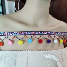 1 Yard Ethnic pom-pom Trim Embroidery Edge Sewing Clothes Fabric Lace Ribbon DIY