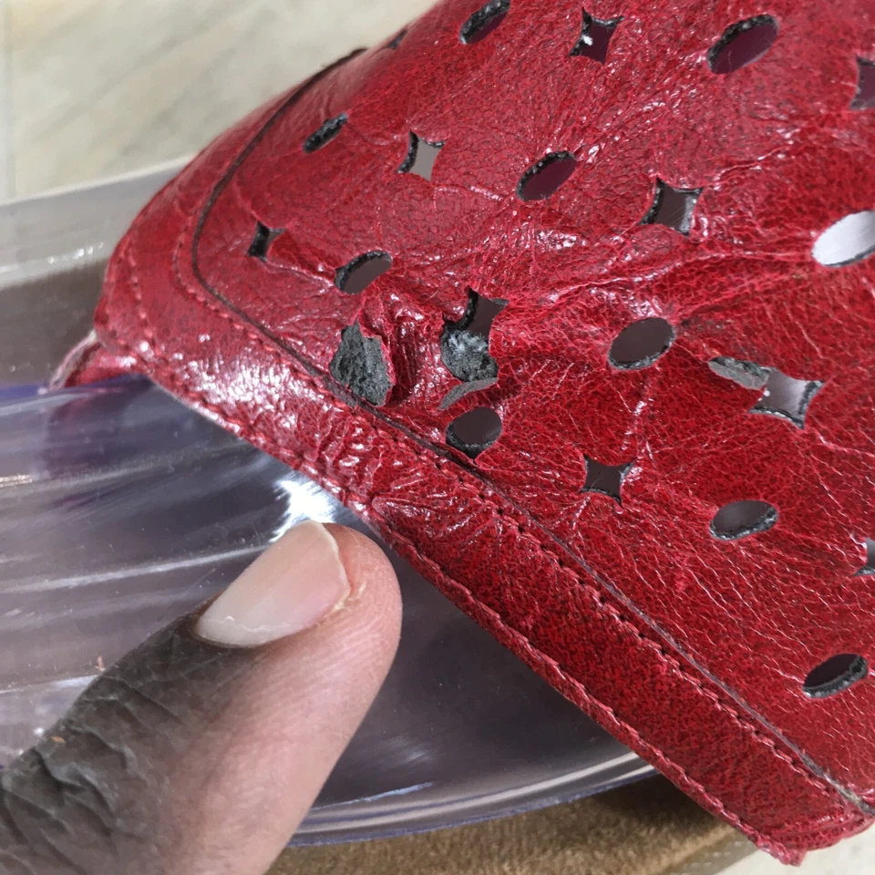 Aerosoles Sandals Womens 6.5 M Perforated Slip On Slide Red Faux Leather Casual - Image 3 of 4