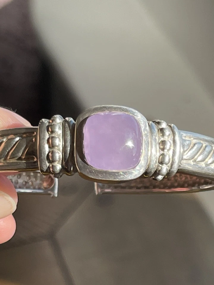 Pulseira articulada Judith Ripka prata 925 calcedônia lavanda média - Imagem 4 de 4