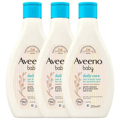 Aveeno Baby Hair & Body Wash für empfindliche Haut Tagespflege Neugeborenen Pack 3 x 400ml