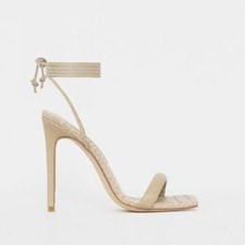 NIB -SIMMI LONDON Women's 'KARIS' Nude WOVEN PADDED LACE UP HEELS - 10