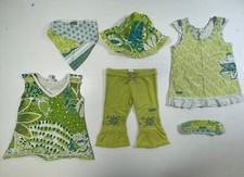 Naartjie Girls Cotton Blend Green Tops Legging Headband Bandana Bucket Hat 3/4