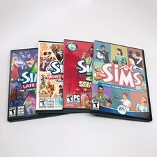 Original SIMS Video Game + 3 Expansion Packs Seasons World Adventures Late Night