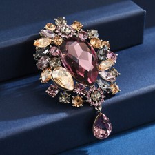 Luxury Bohemian Brooch with Vibrant Gemstones Women's Suit Pin  Coat Corsage