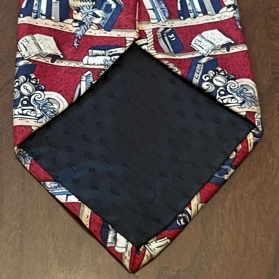 Artefatos de museu feitos à mão 100% seda gravata masculina estampa de livro - Imagem 2 de 4