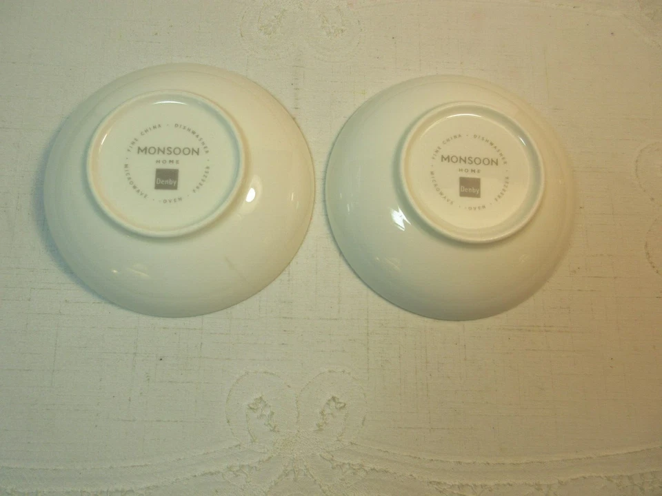 Denby-Langley Monsoon Home DAISY *2 Individual Dip Dishes* 4 3/8" Fine China - Image 3 of 4