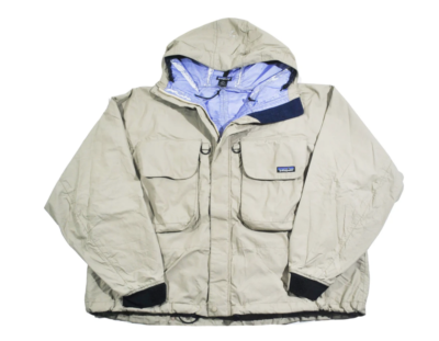 Vintage Patagonia Fishing 90s Outdoors Tan Zip Hood Jacket Size 2X
