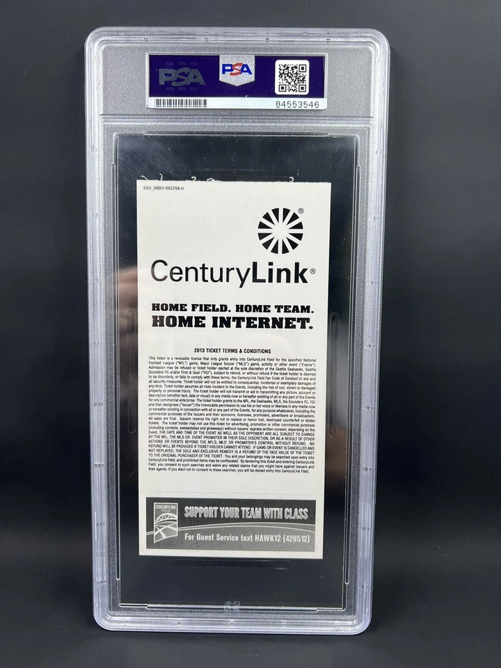Richard Sherman Signed Seattle Seahawks Ticket Stub PSA/DNA - Image 2 of 2