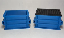 (2) - Blue Garbage Trash Dumpster Set w/Lid O Scale Toy Diorama 1:48 1/48 - New