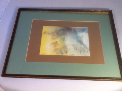 Original Framed Watercolor Painting Signed By Ralston Crawford-titled ''Wells''