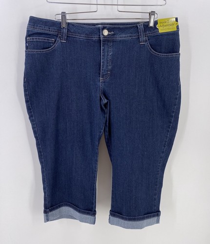 Lee natürliche Passform Damen Denim Capris 22 W blau dehnbar verstellbare Taille