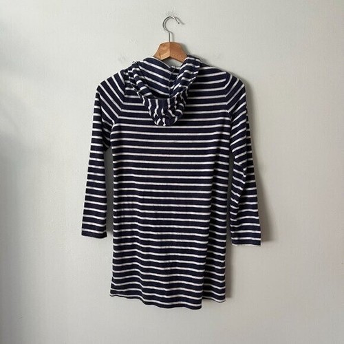Lands' End Blue & White Striped Hooded Zip Up Swim Cover Kid's Size M 10/12 - Picture 7 of 9