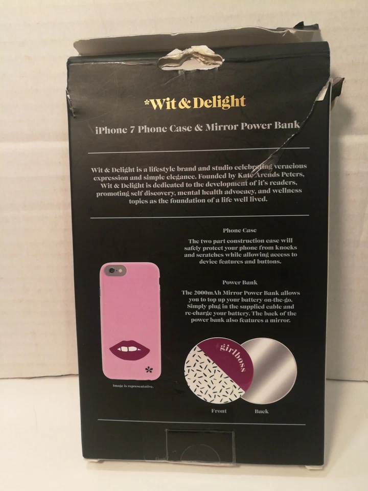 Funda Cargador Portátil Wit & Delight iPhone 7 con Banco Espejo Labios Rosa ¡Nuevo! Foto 3 de 4