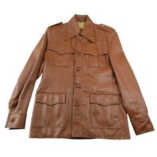 Aventura VTG 1970 S MEN S Large DISCO JACKET Wooden Buttons Butterscotch Vinyl
