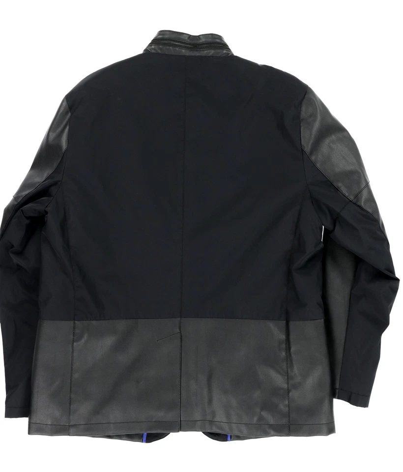 Kenneth Cole Men's Robert Pea Coat Jacket faux leather sleeve sz 47 / XL - Image 3 of 4