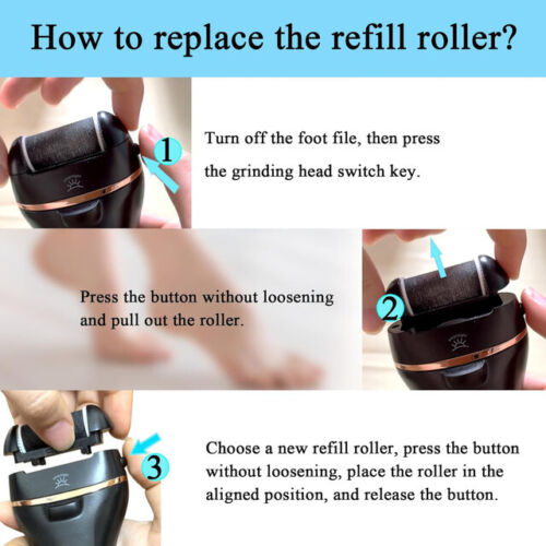 3 Roller Refill Replacement Heads for Electric Callus Remover Pedicure Foot File - Picture 6 of 6