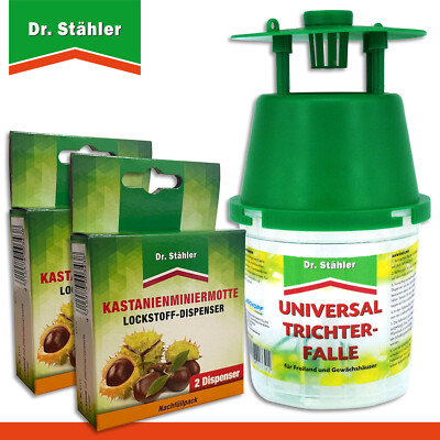 Dr. Stähler Universal-Trichterfalle +  2 Pack à 2 Kastanienminiermotte Lockstoff