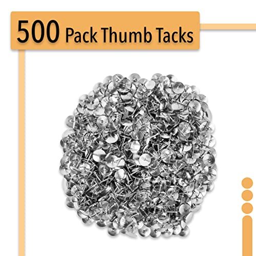 Thumb Tack, Flat Push Pins, Silver Thumb Tacks, 500 Pack - Picture 9 of 9