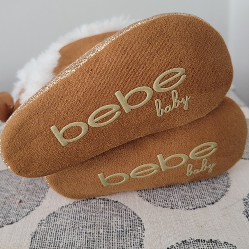 Bebe Baby Faux Fur Lined Boots Gold Lettering Size 3 - Picture 4 of 5