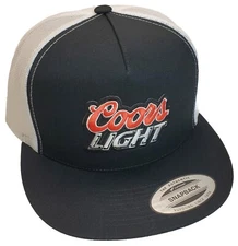Coors Light Beer Patch Trucker Hat Yupoong/YP Classic 6006 Snapback Black/White 