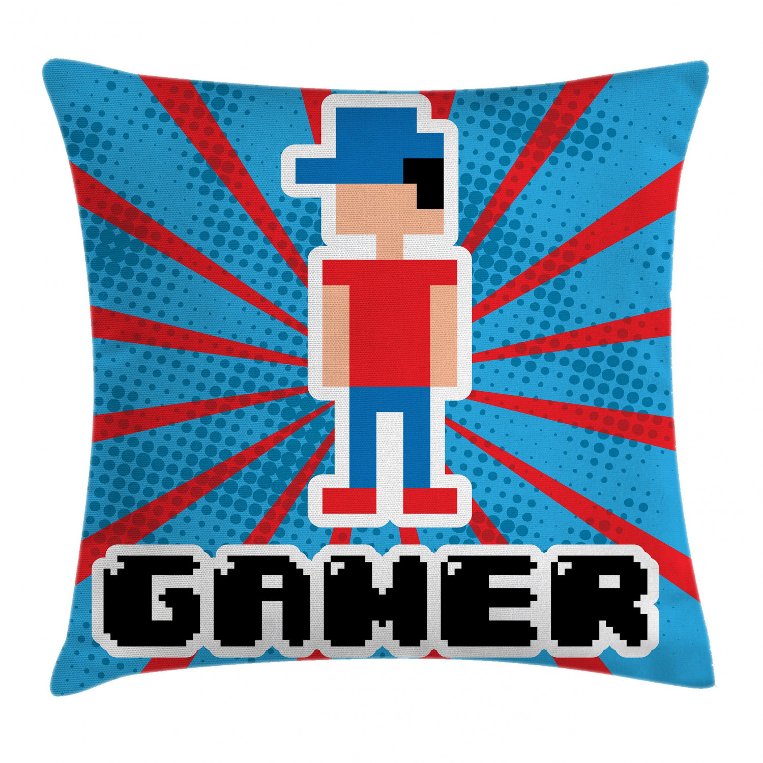 Red and Blue Stripes Video Games Throw Pillow Case 20 Inch Square Cushion Cover