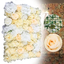 12Pcs Artificial Flower Wall Panel Rose Hydrangea Wedding Party Venue Decor