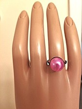 Pearl Rings Large 9mm RESIN Pearl; Stainless Steel Band; You Choose Colors