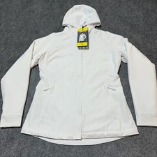 New Kirkland Jacket Womens Small White Polyester Blend Soft Shell Hood Full Zip