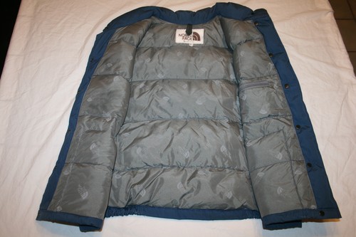 Vtg North Face Womens Down Blue Vest Brown Label Medium Puffy Large USA Nylon - Picture 2 of 9