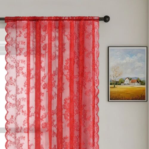 Gauze Lace Sheer Curtain Embroidered Tulle Curtain Window Drapes Living Room - Picture 16 of 16