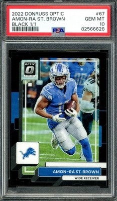 Amon Ra St Brown 2022 Donruss Optic Black 1/1 PSA 10