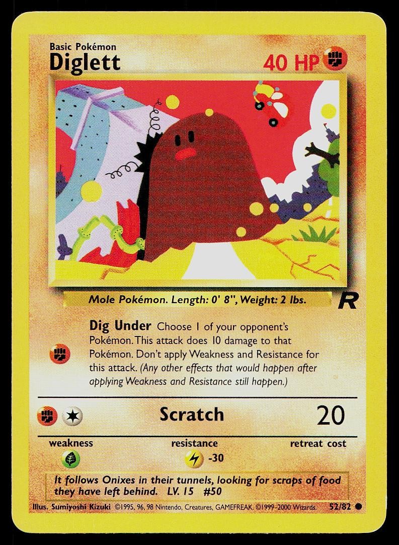 Pokemon Card Team Rocket Diglett 52/82 Common