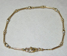 VINTAGE 9ct GOLD BEAD AND LINKS OVER CHAIN BRACELET 4172