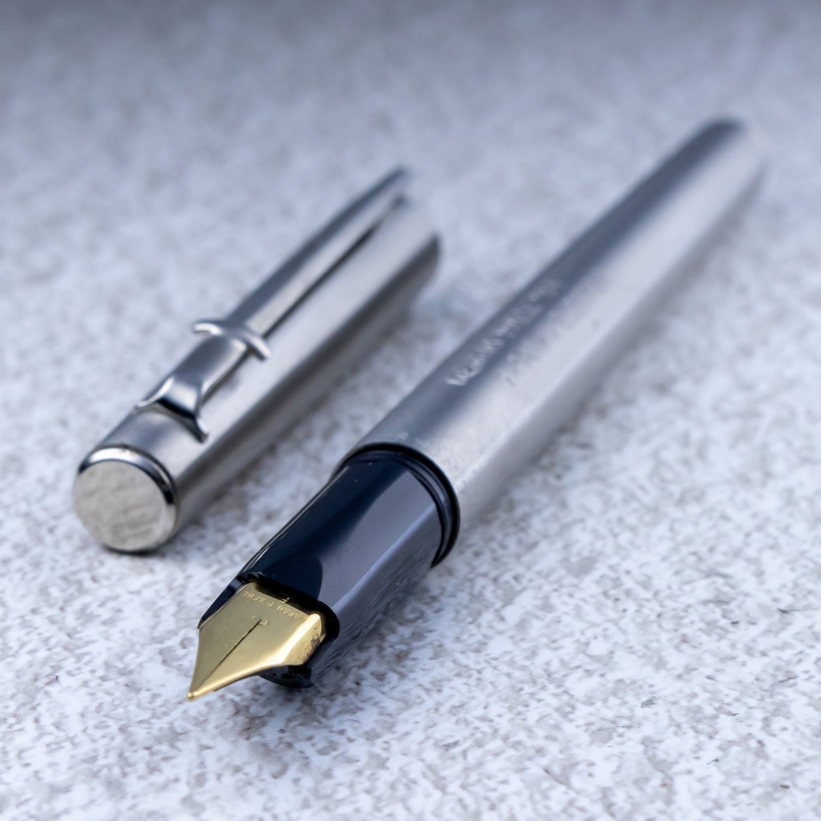 Vintage Caran d'Ache Stainless Steel Fountain Pen Steel Fine Nib Switzerland