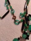 TRUE ART DECO CZECH GLASS GREEN BLACK NECKLACE URANIUM GLOWY GLASS 24" FABULOUS  — photo 9
