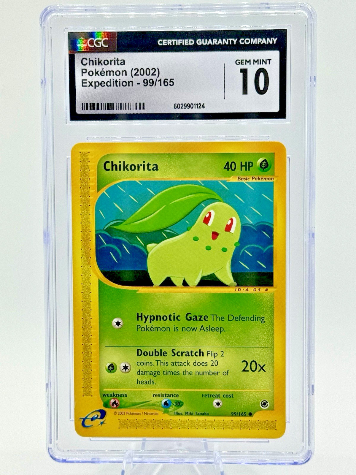🌟LOW POP VINTAGE🌟 2002 Pokemon Expedition Ereader Chikorita 99/165 CGC 10 Gem