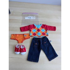 P506 American girl doll Bitty Baby Twins outfit red argyle boys meet