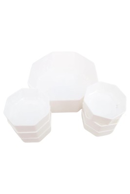 Servierschüssel Set 9tlg. Modern Weiß Glas Salatschüssel Snackschalen