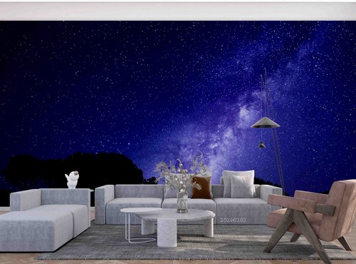 3D Starry Sky Forest Night Scene Wall Murals Wallpaper Murals Wall Sticker - Picture 1 of 11