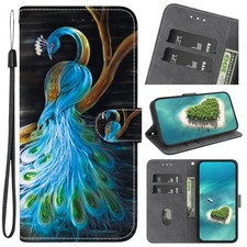 Peacock Wallet Case For iPhone Samsung Honor Card Flip Stand Phone Cover Girls