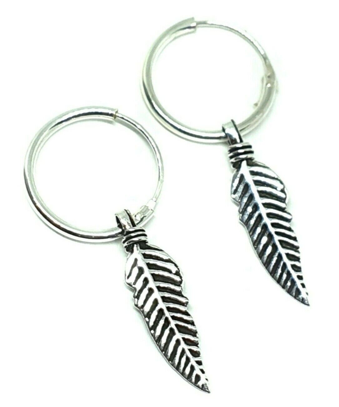Pendiente de aro de pluma de plata de ley 925 fina para hombre nuevo estilo...