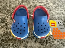 CROCS Summer Clog Slipper Kids Lego - Blue Size C4-5 - Rare! - NEW with Tags!