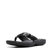 CLARKS WOMEN'S BREEZE SEA FLIP-FLOP SIZE 8 BLACK PATENT