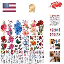 82 Sheets Waterproof Temporary Tattoos - Floral Butterfly Body Art for All ...