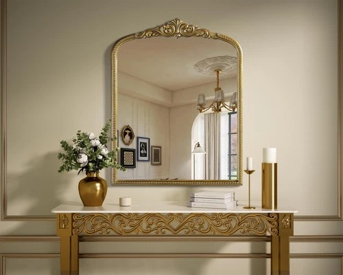 Elegant Decor Naomi Vintage Resin Mirror 33X42 in Antique Brass - Picture 2 of 7