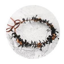 Women Flower Headpiece Fairy Hair - Black Wreath Fairy Crown Gold rose