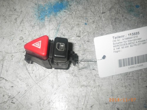 115685 Schalter für Warnblinker MERCEDES-BENZ A-Klasse (W168) A1688201210 A 140