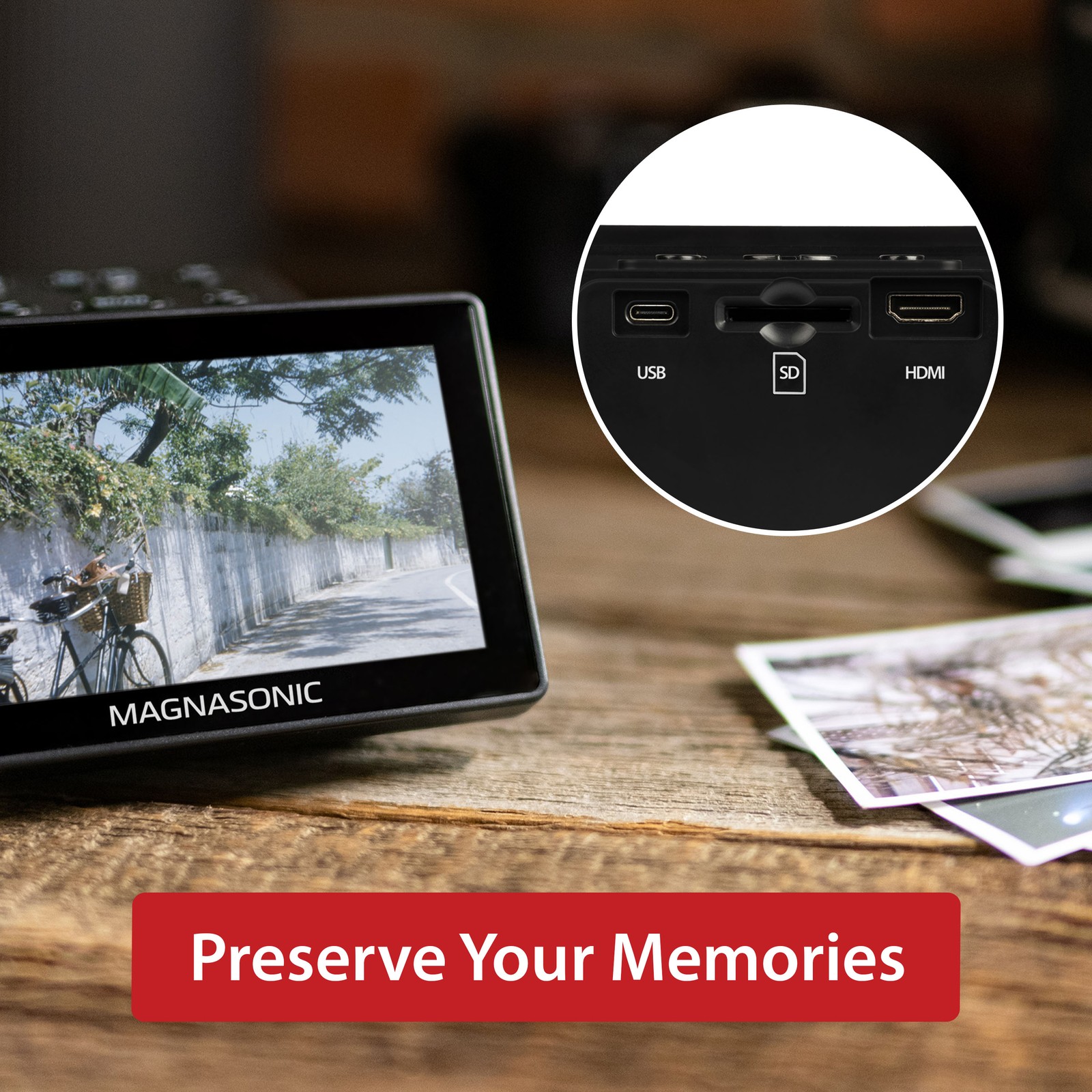 Magnasonic 25MP Film Scanner with 5" Display HDMI Converts Films Slides into JPG