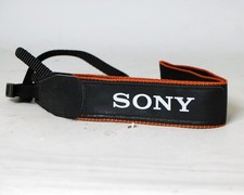 Sony Alpha Black Orange DSLR Film Digital Camera Strap Genuine Used 1 1/2" wide